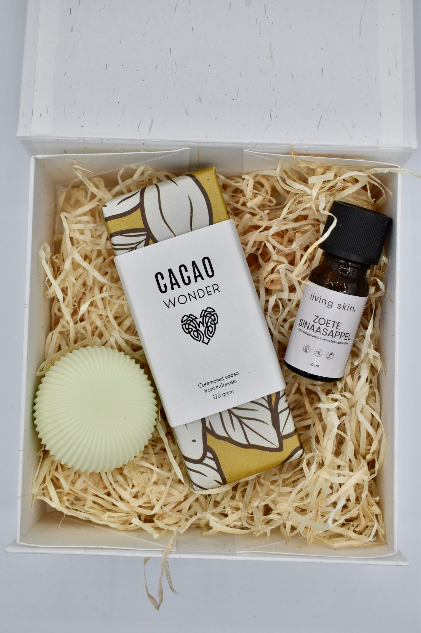 Cadeaupakket ceremonail cacao Bali x Living Skin – Ontspan & Herstel