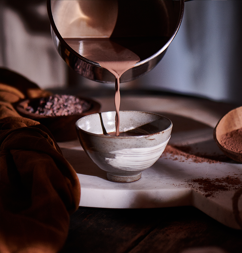 gezonde chocolademelk, chocolade, cacao, cacao nibs