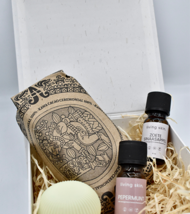 Cadeaupakket Costa Rica ceremonial cacao x Living Skin – Focus & Flow