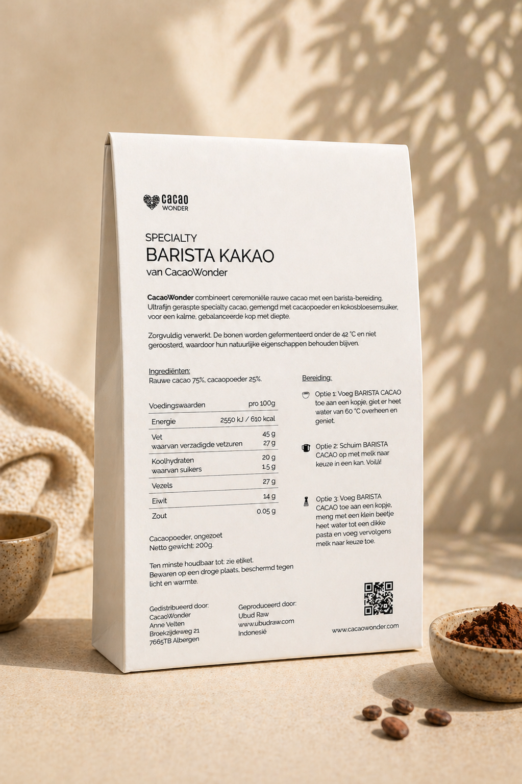 Specialty Barista Cacao zonder suiker